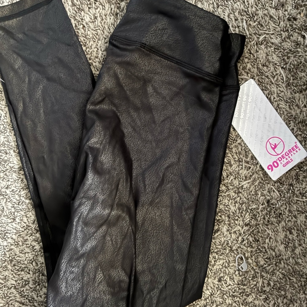 90 Degree By Reflex Girls Black Leggings NWT